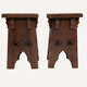 Brutalist set of 2 neo gothic oak stools ( pair ), midcentury , Spain