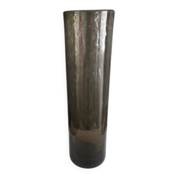 Vintage smoked bubble glass tube vase - Bendor glassware