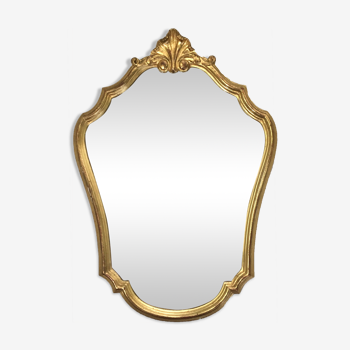 Miroir baroque en bois doré 63.5x45 cm années 70