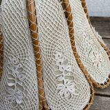 Hanging flower in wood, fabric and hook