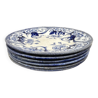 Lot de petites assiettes plates anciennes en faïence Creil Montereau décor