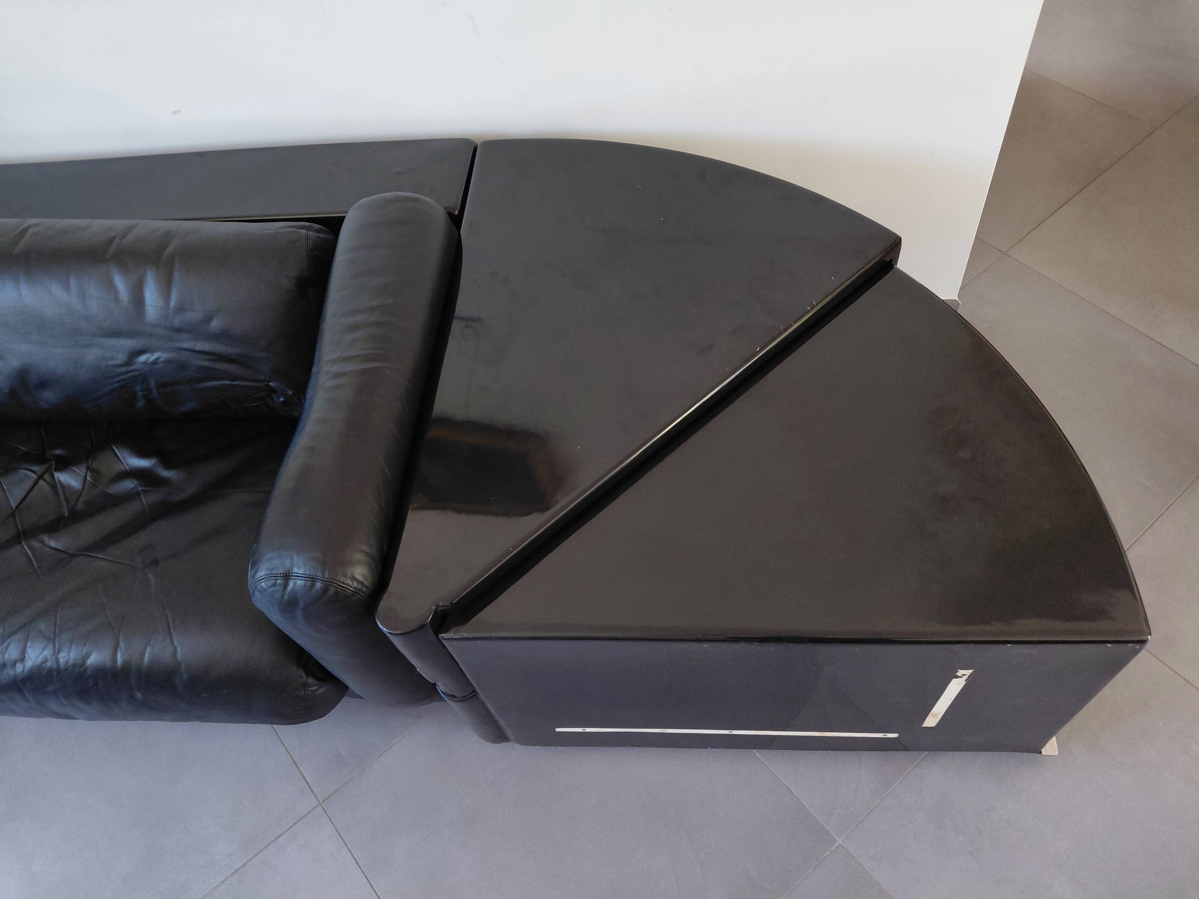 Cini Boeri - Gradual Lounge Sofa Black Leather Knoll/Gavina