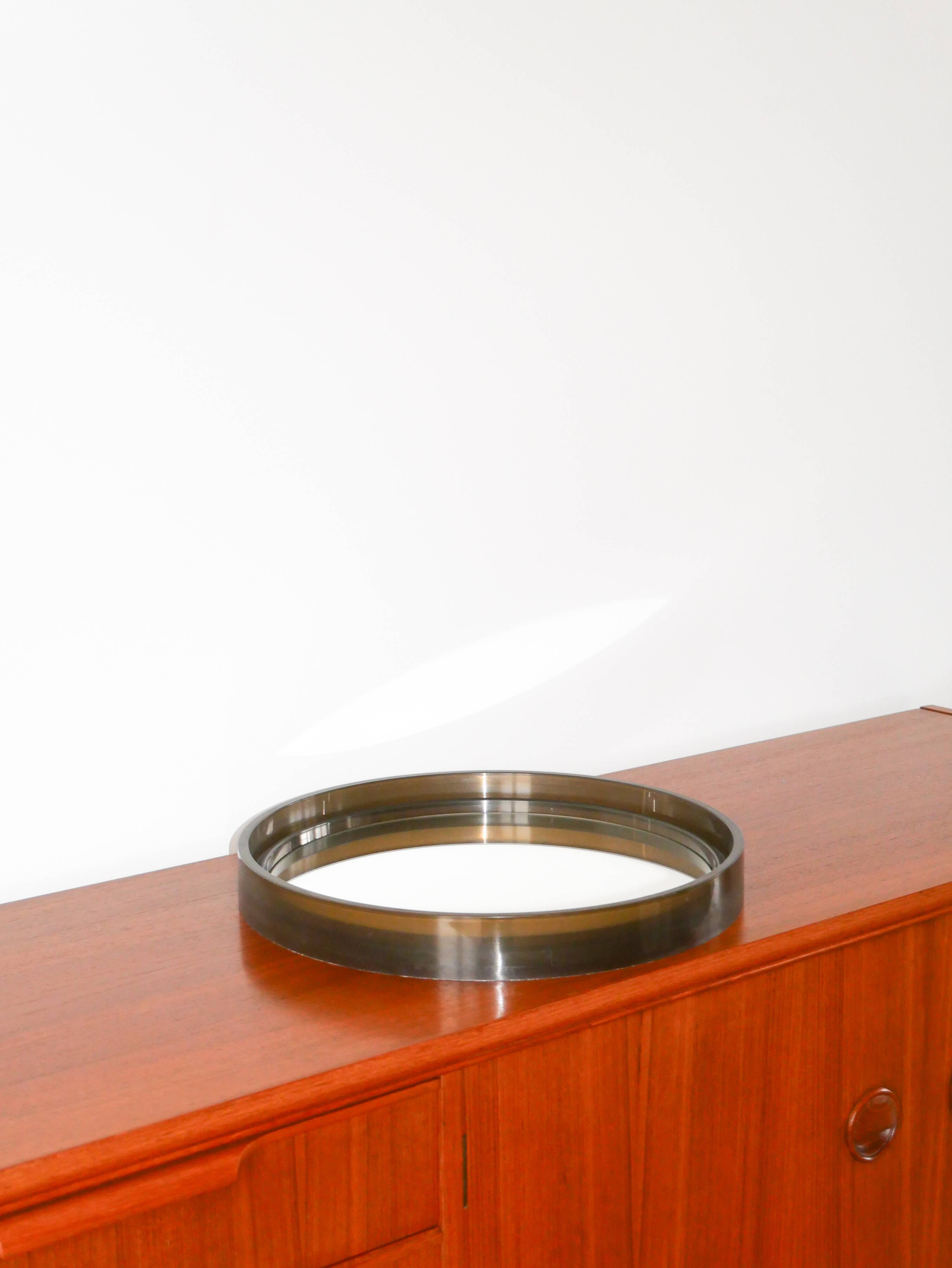 Gray plexi cap mirror Made in France Registered model, Design, 1970