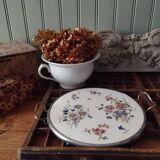 Sarreguemines Digoin “Righi” earthenware tray, metal rim and handles.