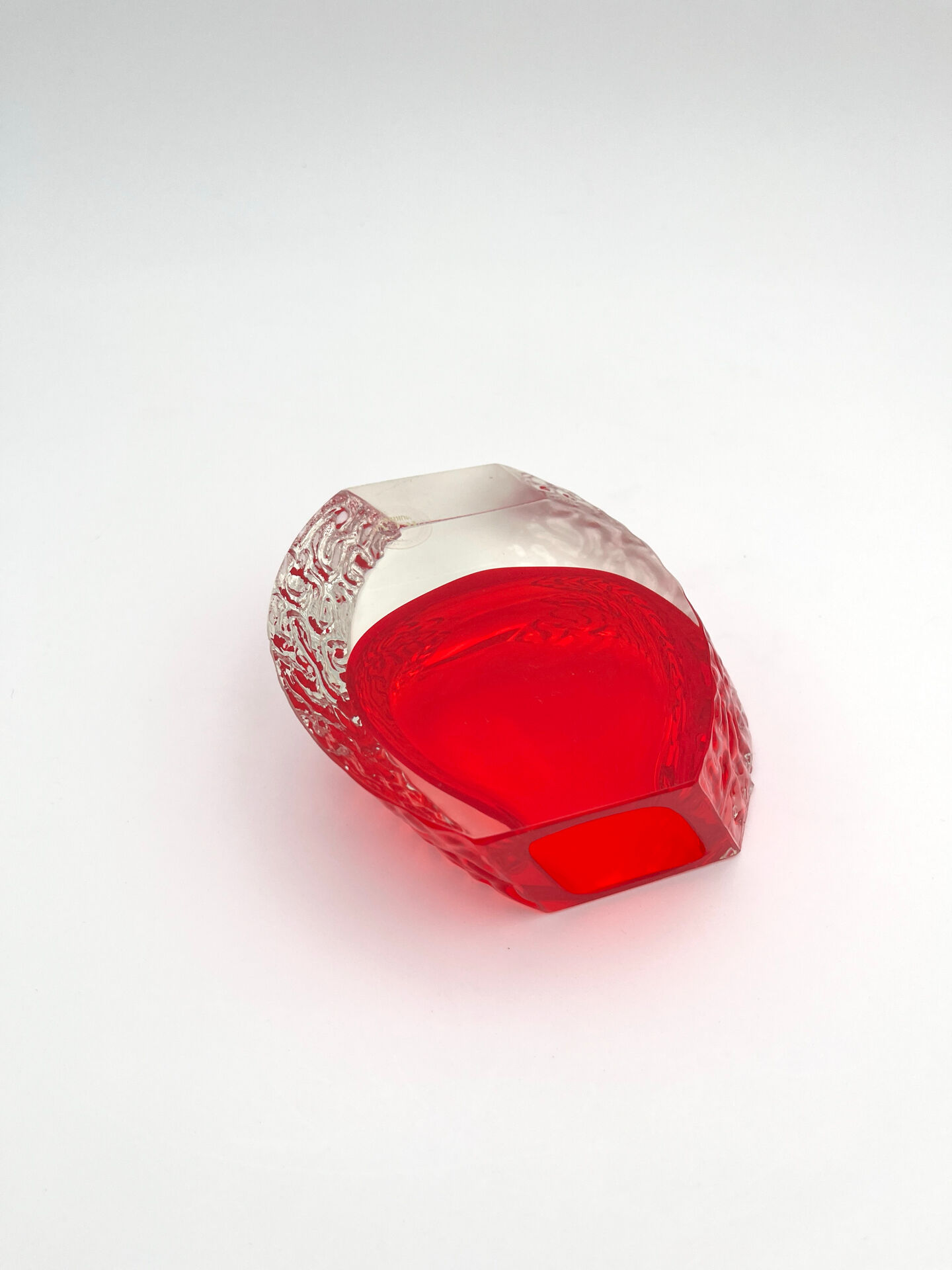 Mandruzzato Murano Vase Sommerso Red Textured Labelled 70s Design