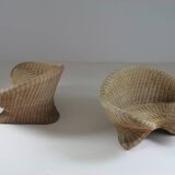 Pair of rattan lotus armchairs, 1970s