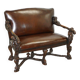 Carved Walnut Baroque Venetian Bench with Leather