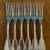 6 fourchettes en métal argenté avec poinçon