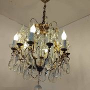 Cage chandelier with 6 light arms and crystal dagger, late 19th century
