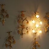 Set of 10 Wall Lights from colored hand crafted iron and Murano glass