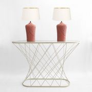 White Twisted Console 1980s  Noguchi Style USA Mid Century Oval