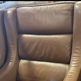 Cognac leather daybed from Italy, 70s