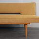 Sofa and daybed in beech and mustard fabric by Miroslav Navratil, vintage Czechoslovakia 1960s