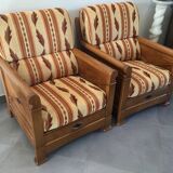 Jacques Leleu - Paire De Fauteuil En Merisier