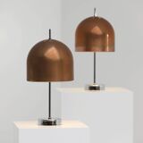 A pair of 1970s table lamps featuring mushroom-shaped shades