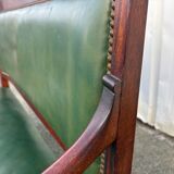 Empire style bench in mahogany and green leather