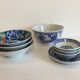 set of 4 bowls and 4 asian porcelain cups