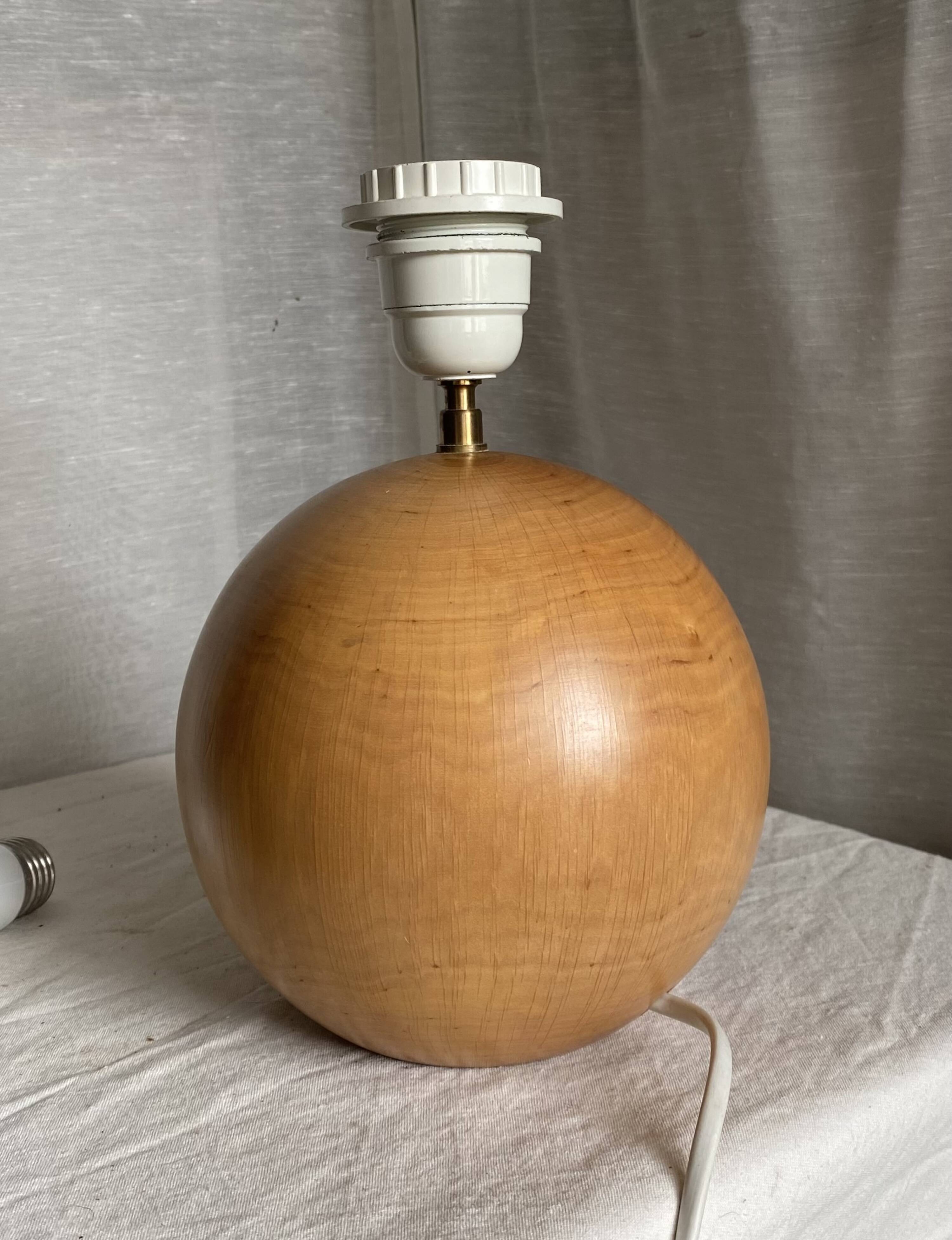 Vintage 1960s turned wood ball lamp