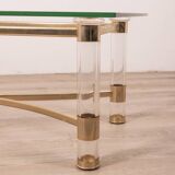 Vintage 70's table in brass and lucite design by sandro petti for metalarte