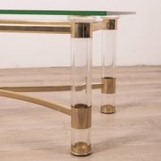 Vintage 70's table in brass and lucite design by sandro petti for metalarte