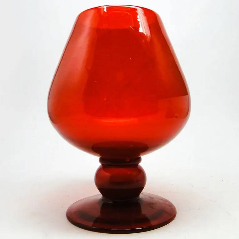 Vase, mid-century modern, red glass, designed by J. Słuczan-Orkusz, Poland, 1970s