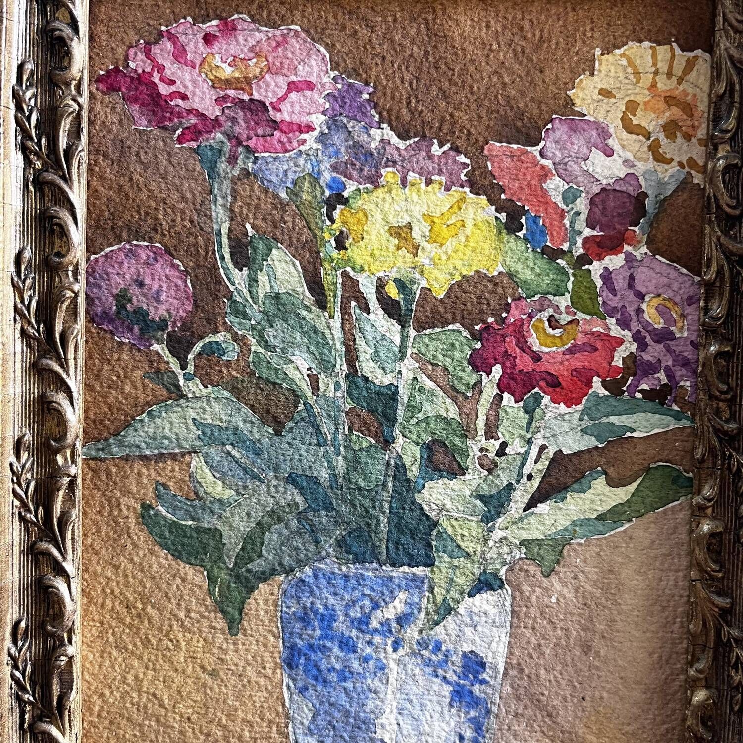 Early 20th century painting "The bouquet in the blue vase"