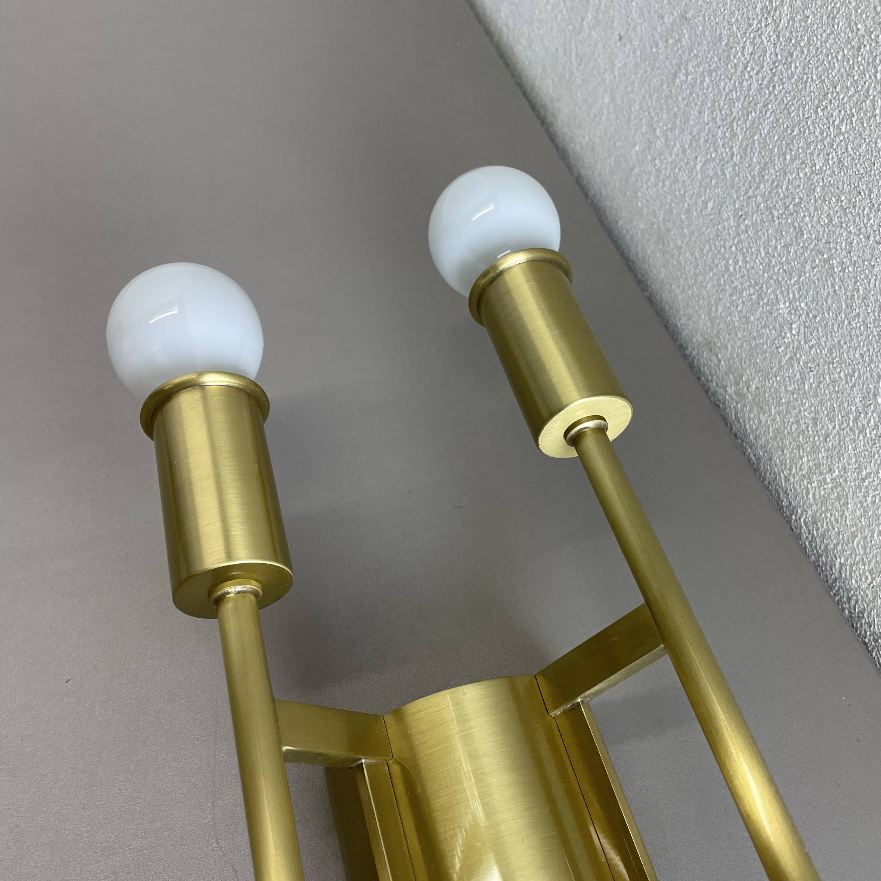 Set of 2 brass italian stilnovo style theatre wall light sconces, italy, 1970s