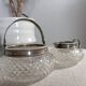 Creamer and jam maker in diamond-point crystal and silver rim, circa 1930