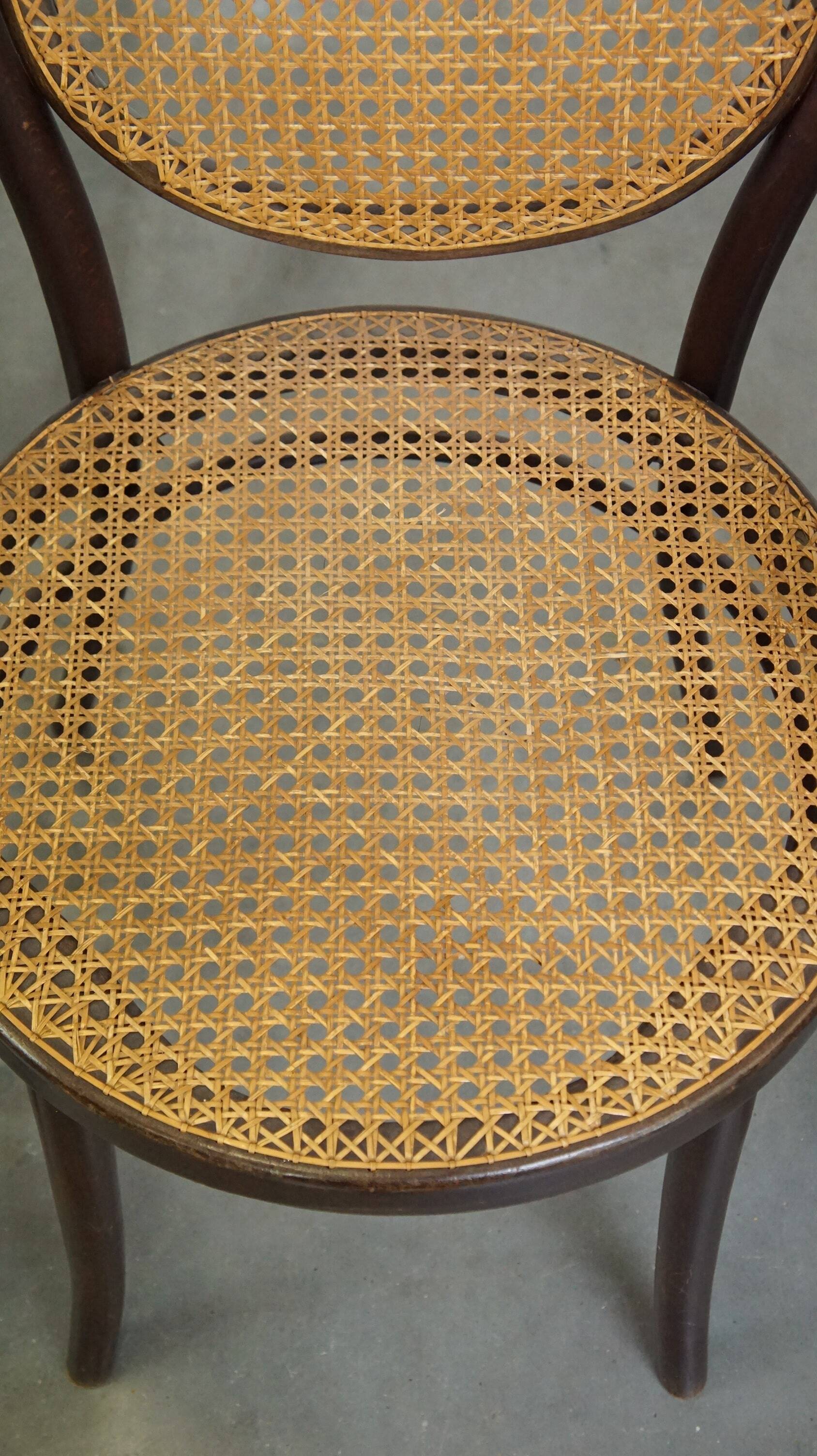 Very elegant, characterful, and graceful set of 4 Art Nouveau design bistro chairs