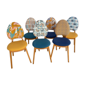 Suite of 6 renovated vintage chairs