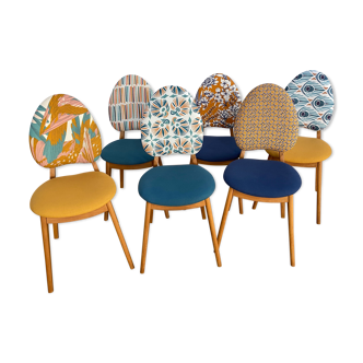 Suite of 6 renovated vintage chairs