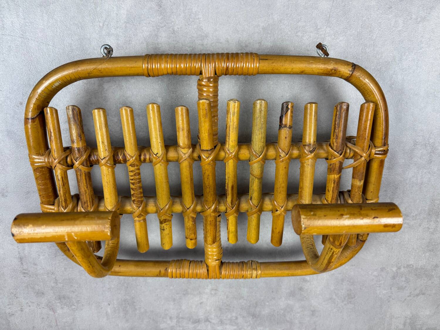 60s Rattan Coat Rack Italy Olaf Von Bohr Style