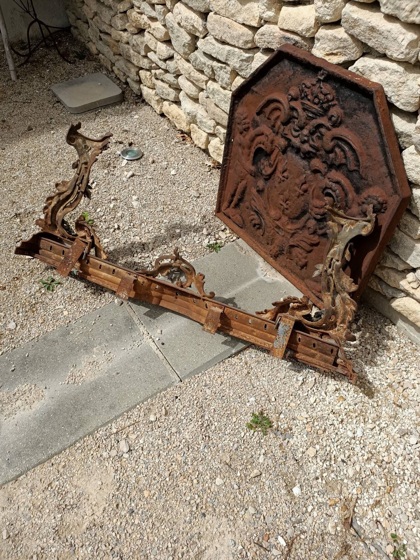 Superb Louis XV Bronze Fireplace Front with Roses 46cm / 114-150cm - 14