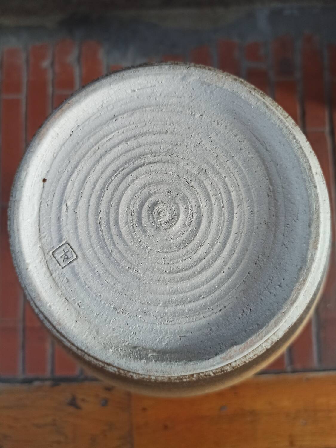 Vintage large pitcher vase in artisanal stoneware.