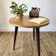 Table basse tripode en bois et marqueterie bicolore design scandinave 1950