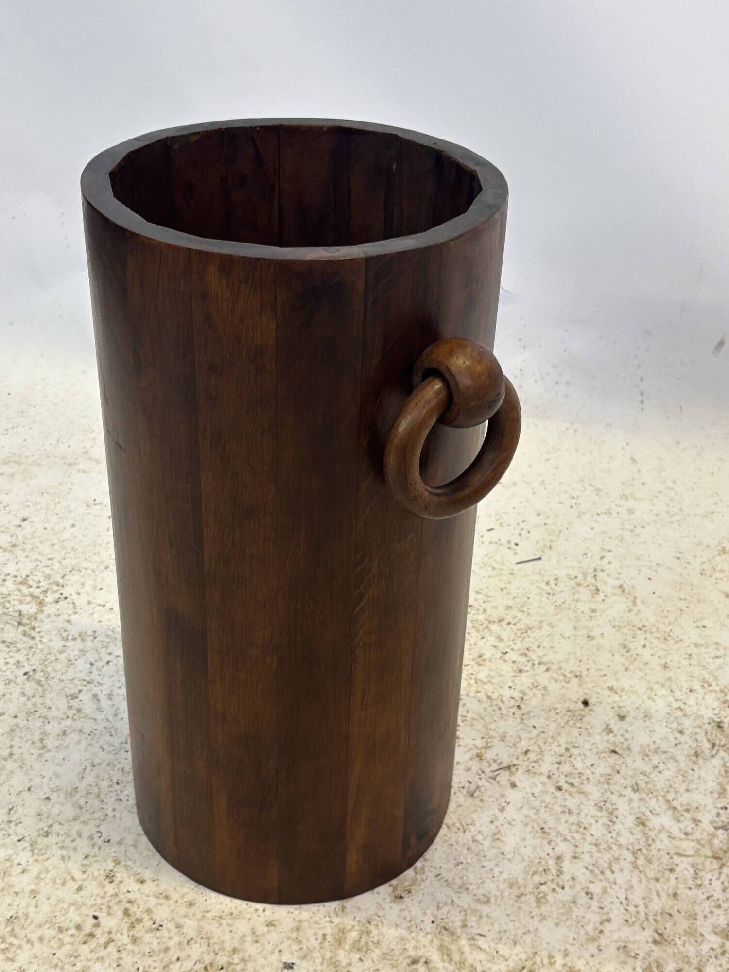 Vintage Wooden Cylinder Umbrella Stand, 1960s minimalist design