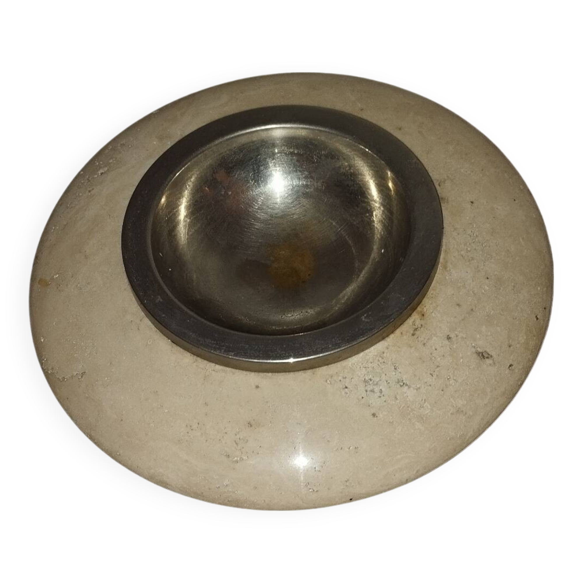 Fratelli Mannelli travertine candle holder ashtray from the 70s