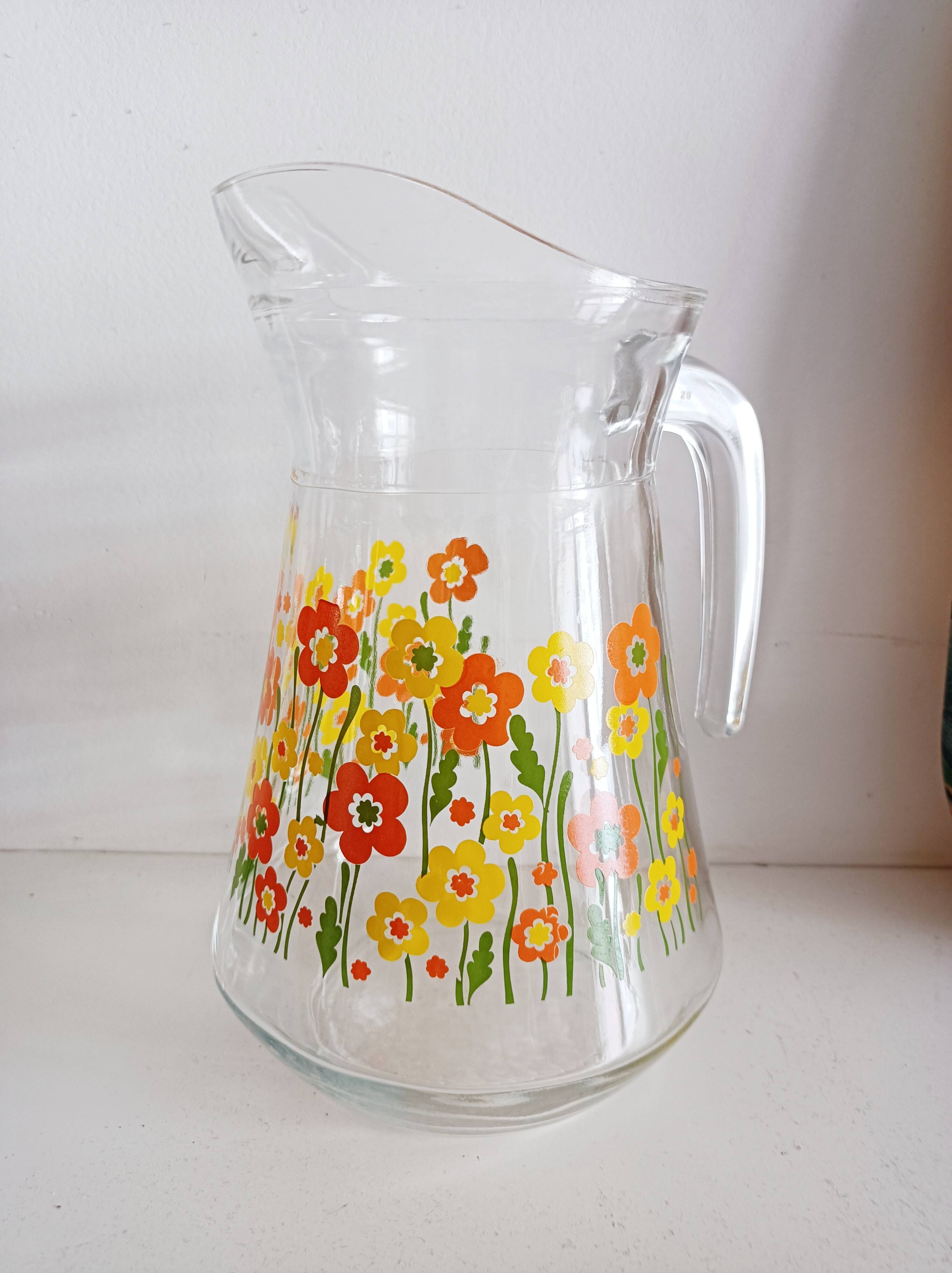 Flowery glass carafe, 1970s