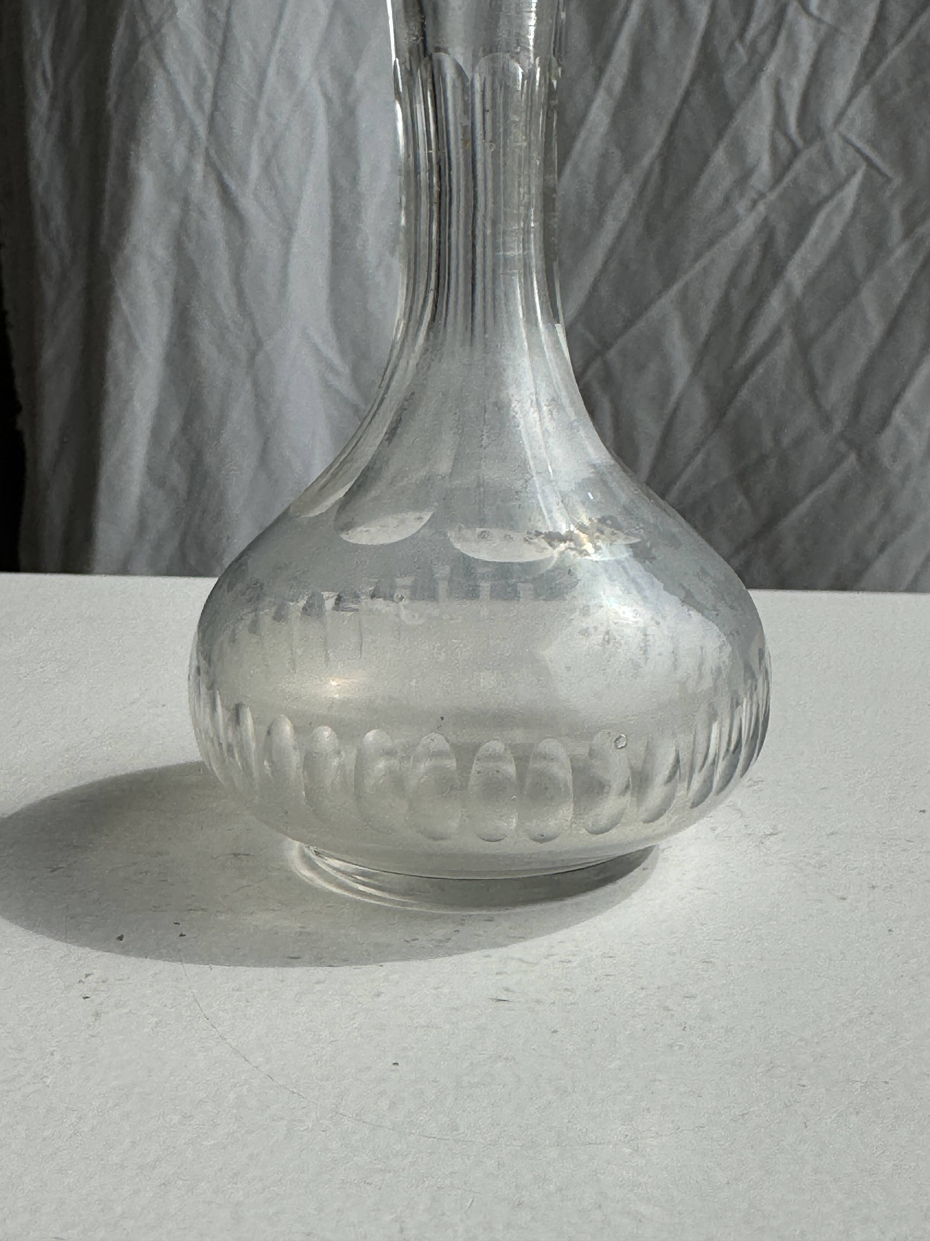 Mini vintage glass soliflore vase with ball belly H12.5