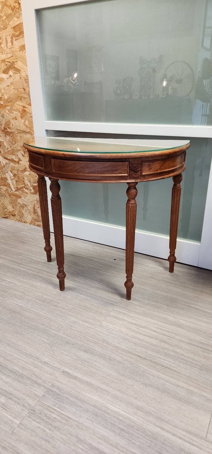 Half-moon console with glass top