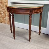 Half-moon console with glass top