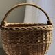 Large antique woven wicker basket with handle H45 L43 D25
