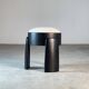 Sculptural Black Ash Wood Stool with Dedar Milano Bouclé Ivory by FORME