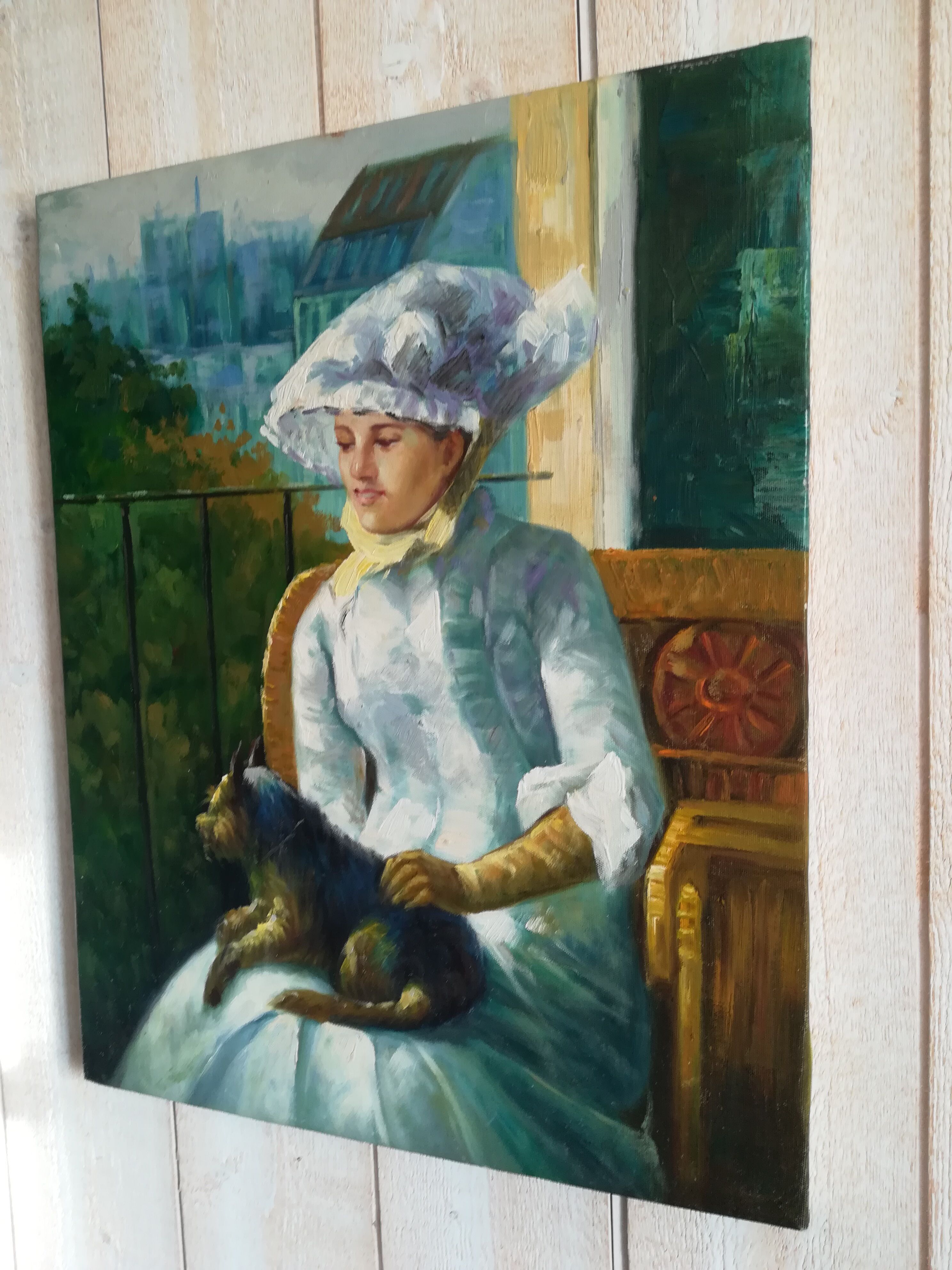 Portrait young woman and her dog