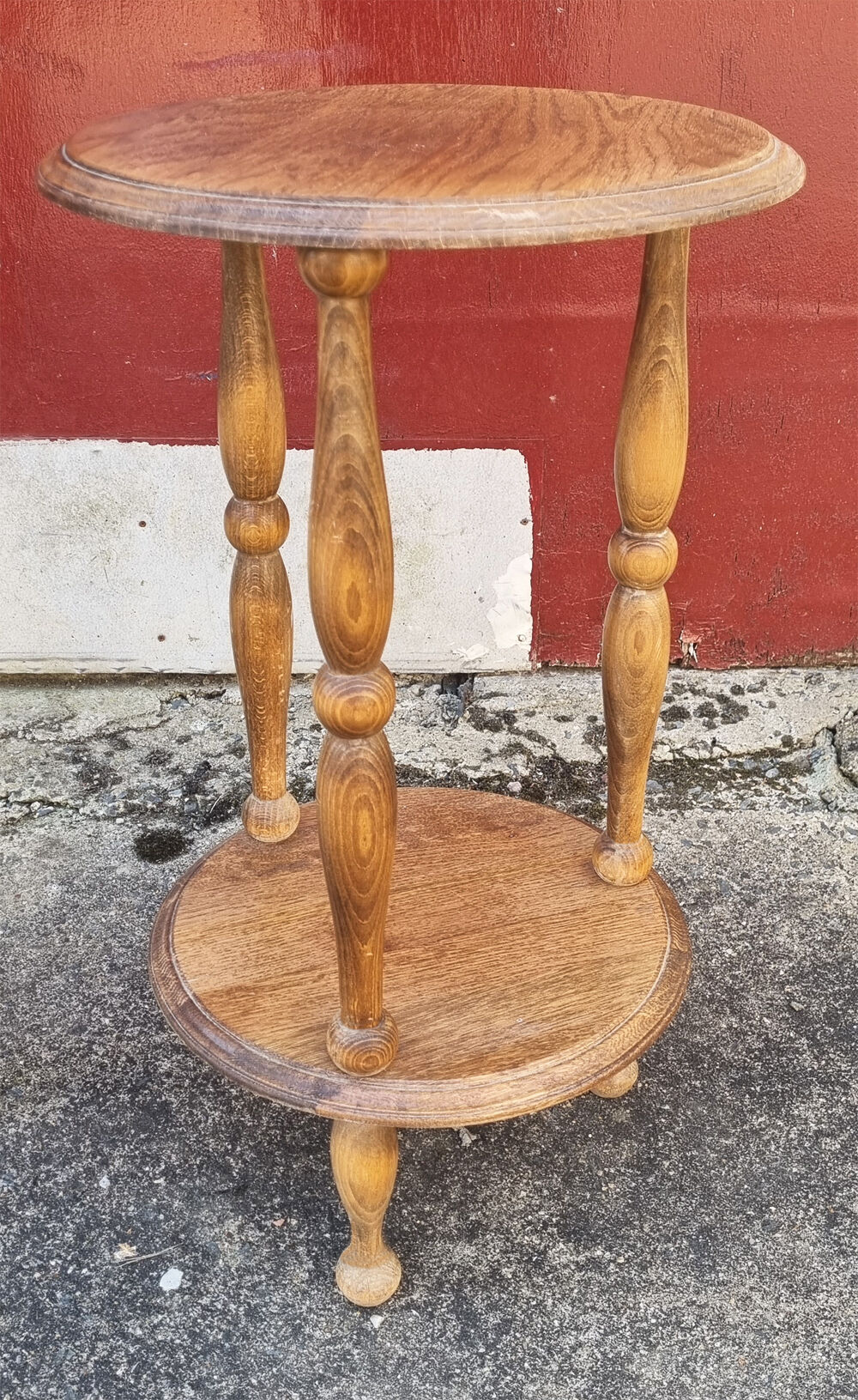 Pot holder, pedestal table, wood, vintage, 60s