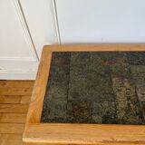 Brutalist wood and ceramic coffee table