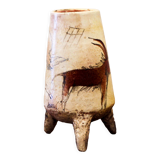 Ceramic tripod vase with parietal decoration by Armen