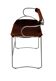 Sculptural bar stool with a silver metal back and old cognac leather.