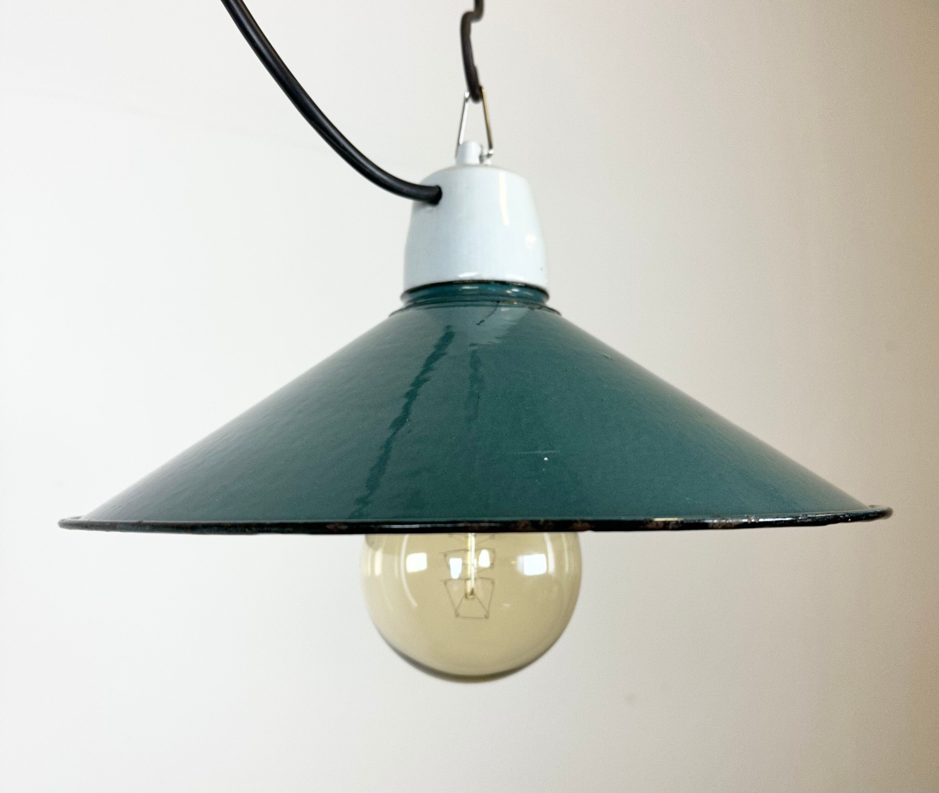 Industrial petrol enamel pendant light, 1970s