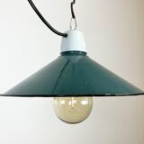 Industrial petrol enamel pendant light, 1970s